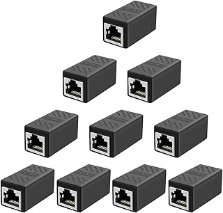 Ethernet Coupler Embedded 8p8c Connector Ethernet Coupler RJ45 Coupler Ethernet Cable Extension Adapter for Cat7 Cat6 Cat5e Cat5 Connector Female to Female (10PCS, Black)