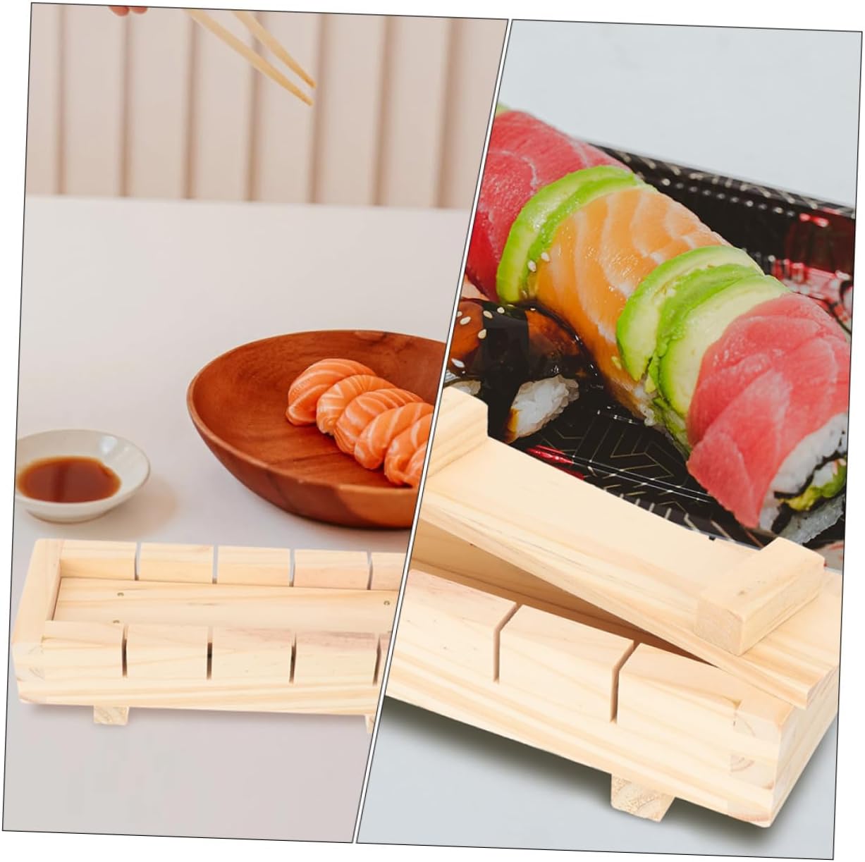 SOLUSTRE 2pcs Wooden Sushi Mold Sushi Press Mold Rice Ball for Easy Making Non Stick Surface for Home Professional Use