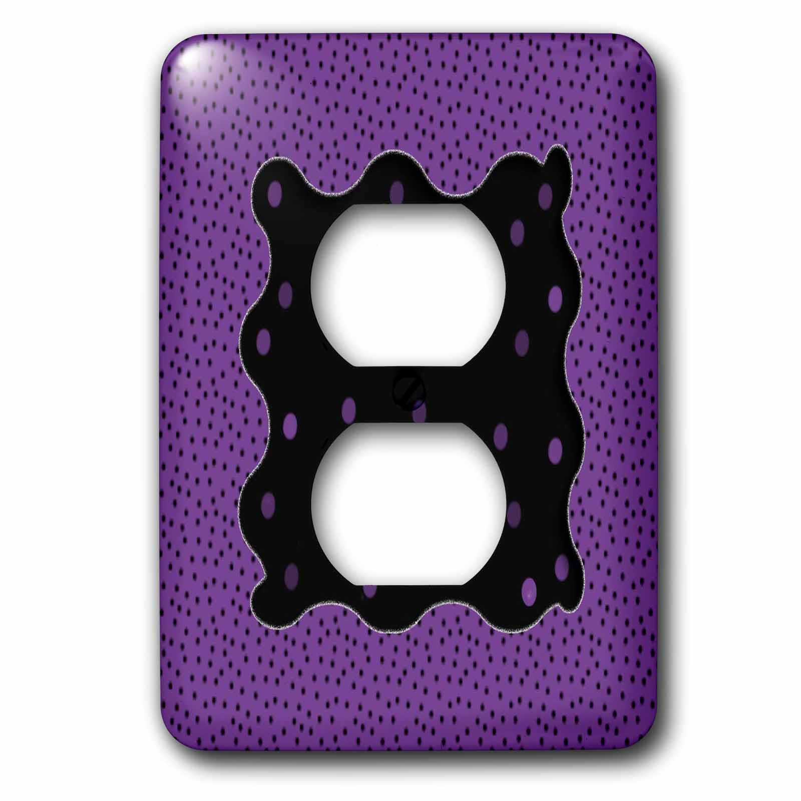 Plaque décorative pour prise double violette et noire avec bordure incurvée 3dRose