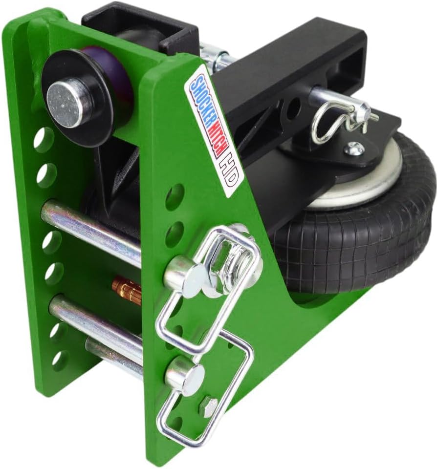 Shocker HD Mean Green Air Hitch Farm Mount Tow Kit Fits 2" Hitch, has Black Combo 2" & 2-5/16" Balls, Pintle, Drawbar & Clevis - 20,000 lbs