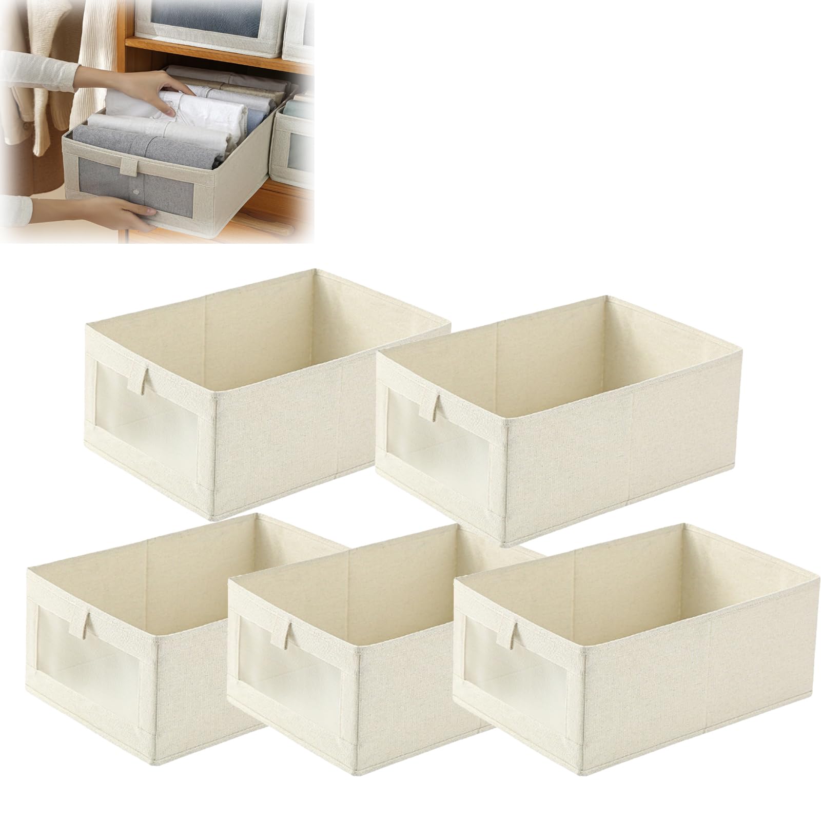 Organizzatori di Cassetti Vestiti, Organizzazione dell'Armadio E Divisori di Stoccaggio, Organizzatori di Armadi in Tessuto E Deposito, Divisori di Cassetti Poco Profondi,5pcs