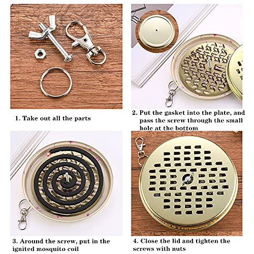 Vanknono 2 Pieces Mosquito Coil Holder, Portable Metal Mosquito Incense Burner Sandalwood Coil Holder Mosquito Sandalwood Tin With Hook For Patio Camping Fishing Hiking Outdoor Supplies #TOP4