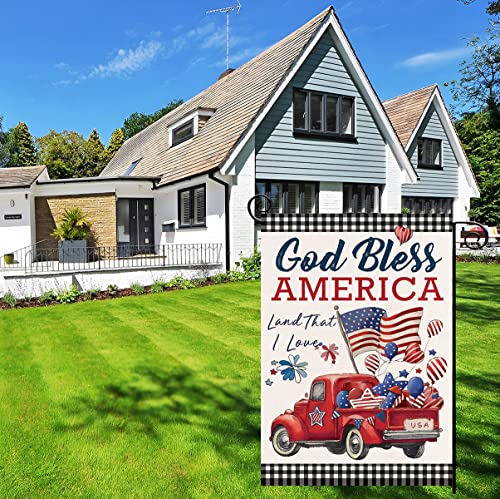 Foweso 4Th Of July Decorations Patriotic Garden Flags Welcome Truck Garden Flag Double Sided Burlap Design Memorial Day America Flag Small Flags For Yard And Garden Independence Day Holiday Flags #TOP4
