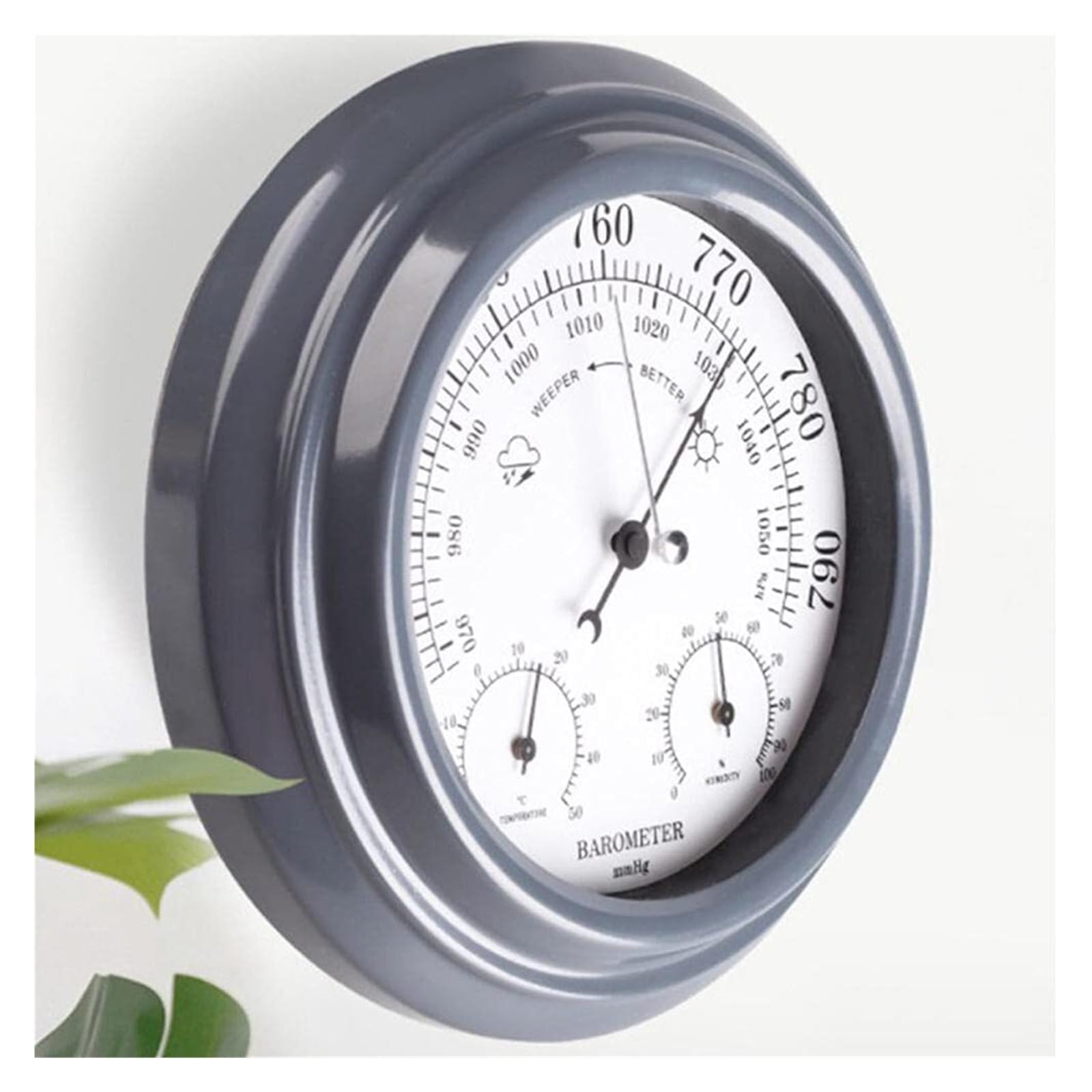Barometer, Analoge Wetterstation, Wetterbarometer, Wandbarometer, 3-in-1-Thermometer-Hygrometer-Wetterstation, Schwarz