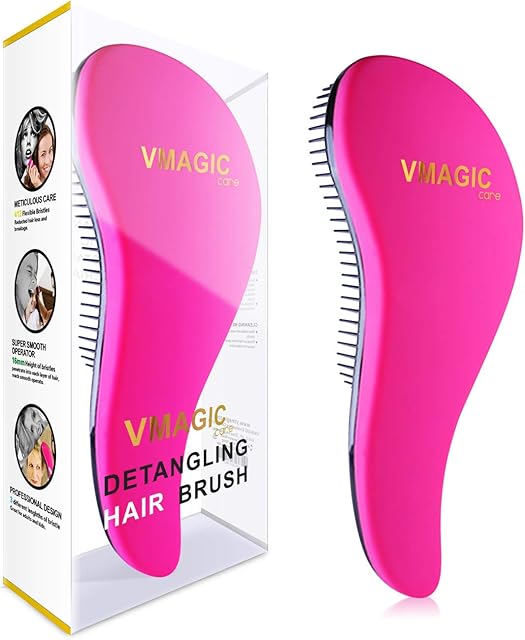 Detangling Brush - glide the Detangler Brush through Tangled hair - Best Brush / Comb for Women, Girls, Men & Boys - Use in Wet and Dry Hair (Rose Red)