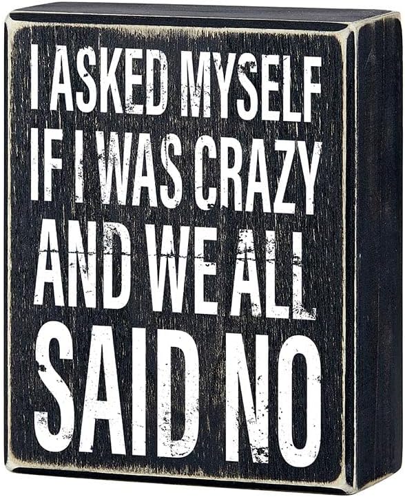 Miniatura 2 de Heartfelt Collection Decoración rústica divertida para el hogar u oficina para pared o mesa, letrero de madera negra, 4 x 5 pulgadas, All Said No