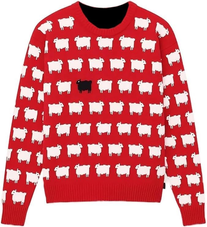 Princess Diaana Black Sheep Red Knitted Wool Sweater Women Warm Wonderful Retro 80s Style Pullover
