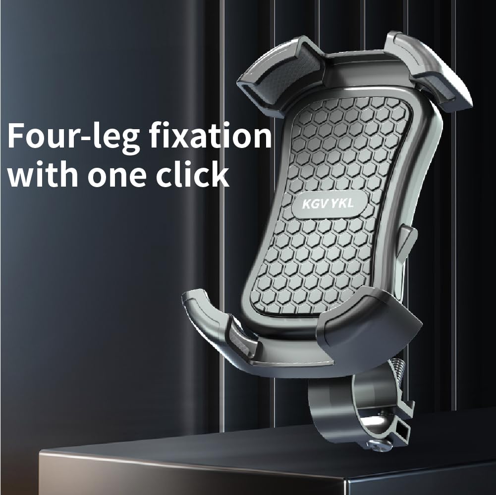 Jinpei Bike Phone Mount Holder - Motorcycle Phone Mount, Adjustable Cell Phone Holder, Bicycle Scooter Handlebar Cradle Clip for iPhone 16,15,14 and 4.7-6.8 Phone JH-01B-H