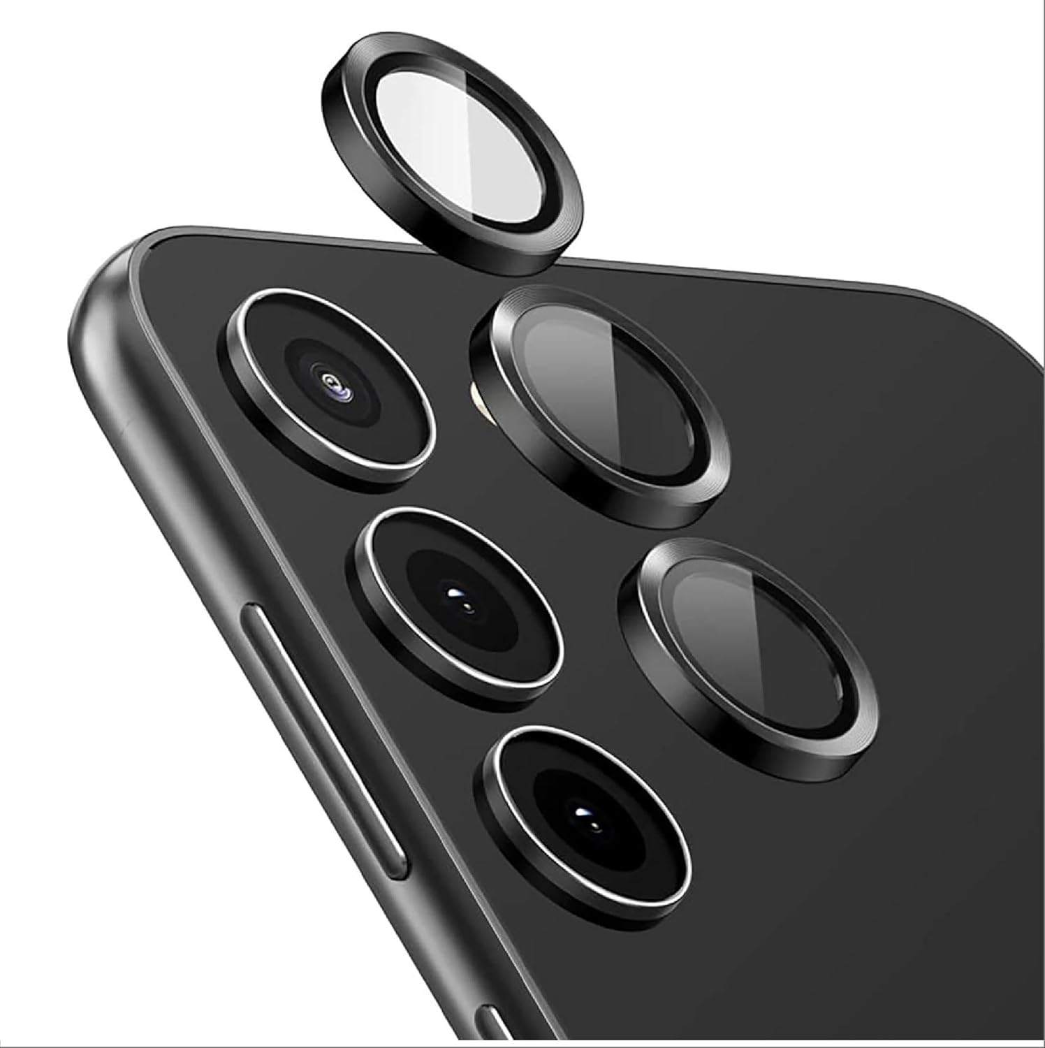 Full Protection Camera Lens Protector Compatible with Samsung Galaxy S24 FE, [Double protection] Metal + Tempered Glass, Camera Protector for Samsung Galaxy S24 FE (Black)