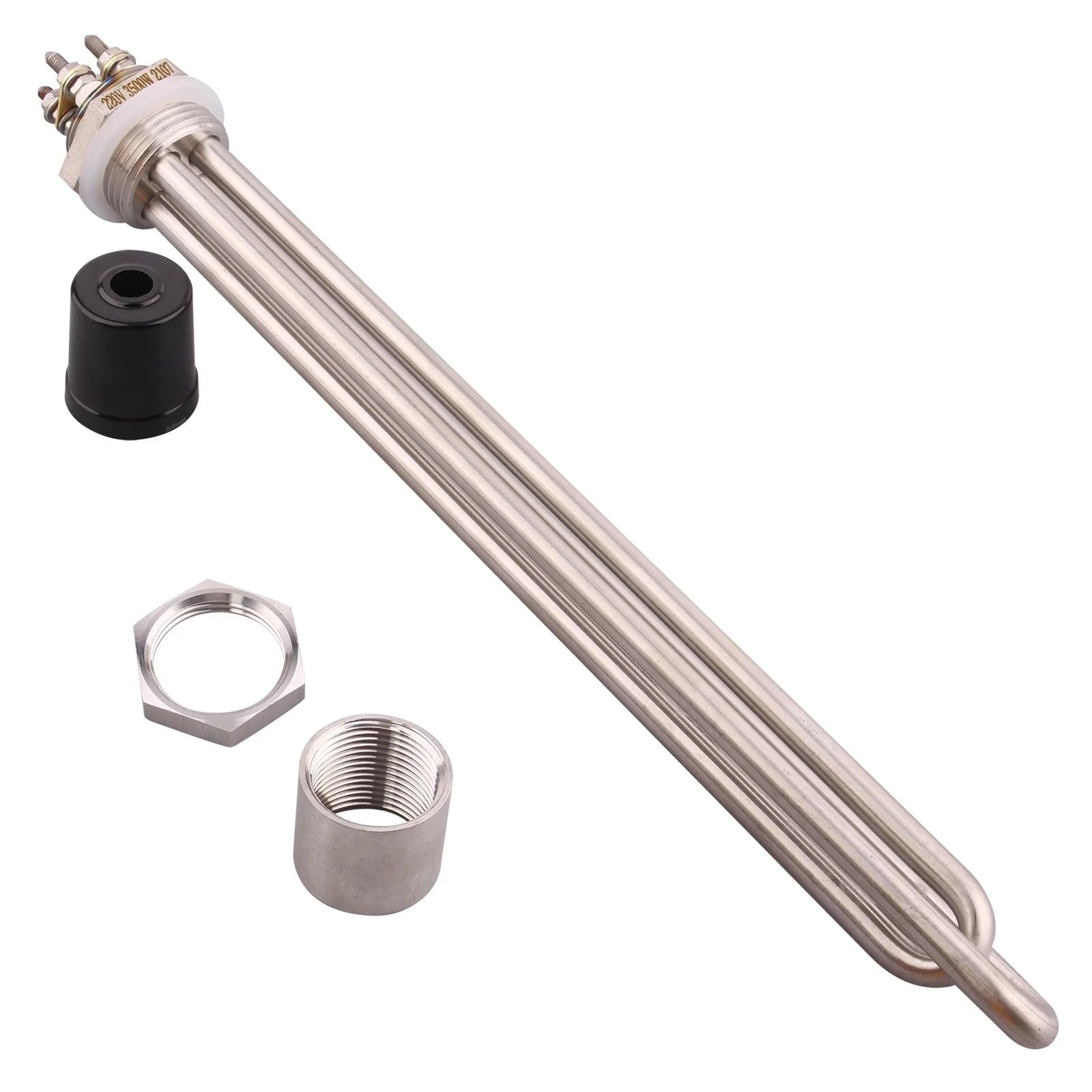 DN25 32mm Gewinde Elektrisches Wasserheizelement Tauchsieder 220V SUS304 Widerstand 1,5/2,5/3,5/4,5/5,5 kW 1St(Heater only,3.5KW L280mm)