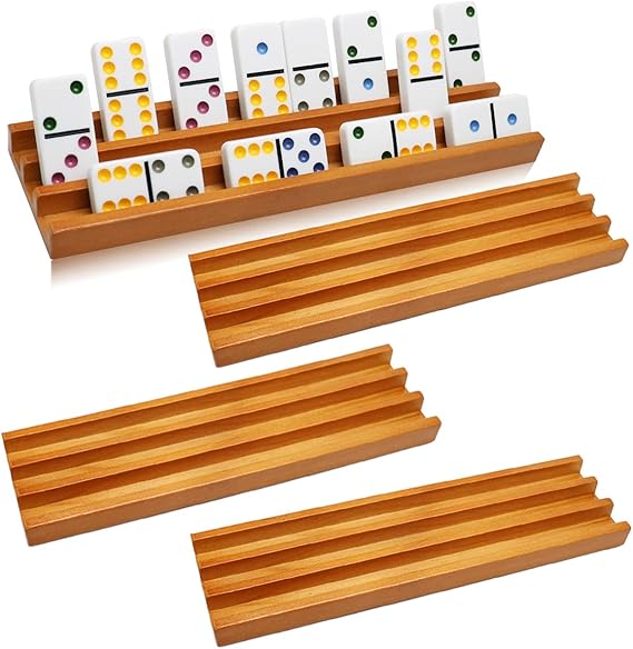 Exqline Wooden Domino Racks Trays Holders Organizer(Set of 4) Premium