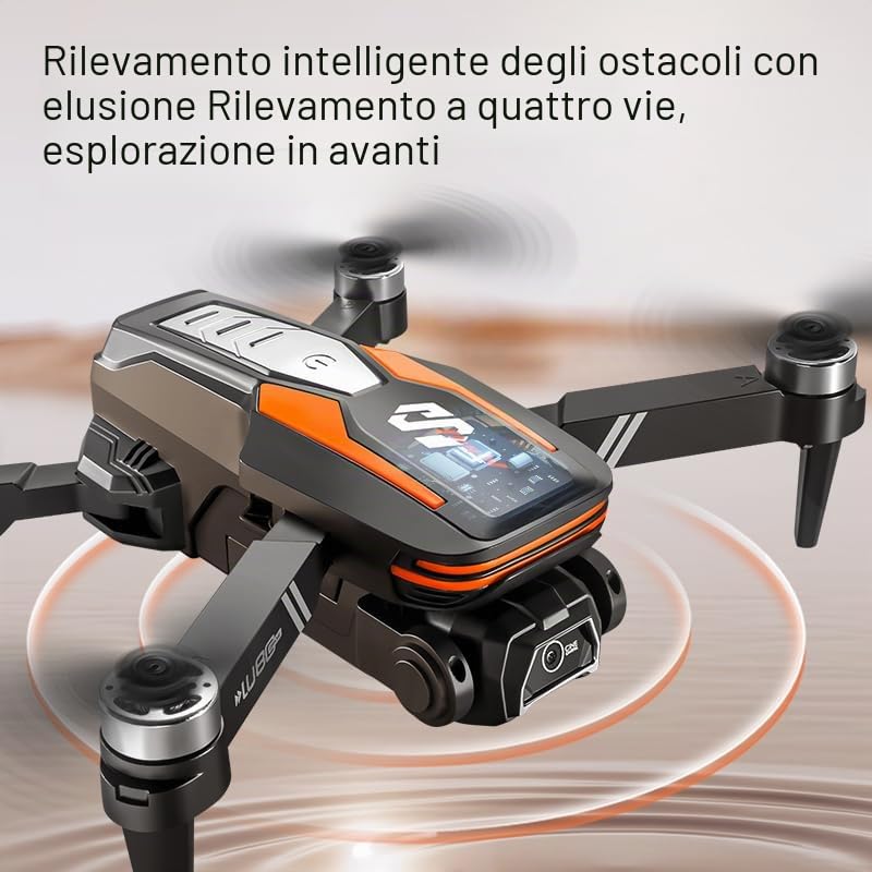 LU80 Drone con Telecomando a Schermo Integrato - Doppia Telecamera, Motore Brushless, Evitamento Ostacoli Intelligente, Stabilizzazione a Flusso Ottico (blue)
