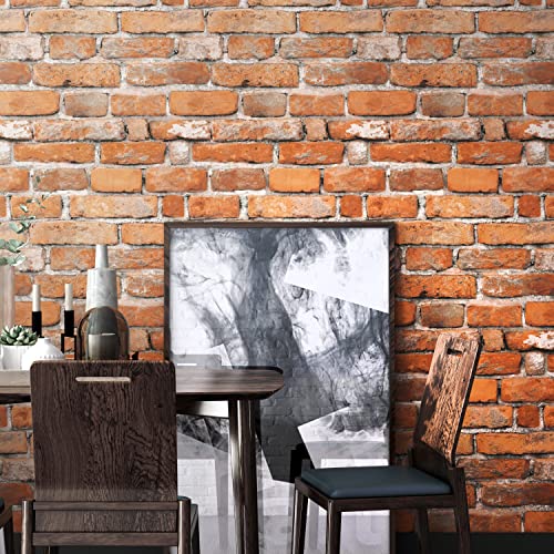 Faux Brick Peel And Stick Wallpaper 17.7" X 78.7" Contact Paper For Cabinets 3D Brick Wall Backdrop Self-Adhesive Wallpaper Red Brick Textured Vintage Removable Wallpaper For Fireplace Kitchen Vinyl #TOP3
