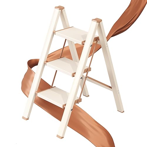 3 Step Ladder, Folding Step Stool with Wider Pedal, Anti-Slip