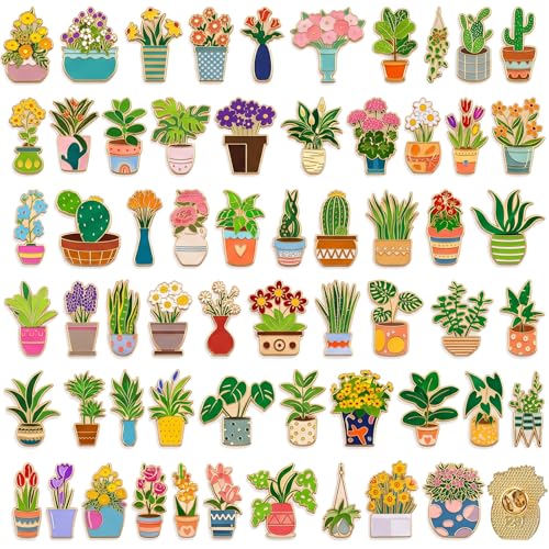 Image of Landical 30 /60 Pcs Cute Enamel Pins Bulk Plant Flower Animal Halloween Gothic Fall Pumpkin Cartoon Lapel Pin Brooches Jewelry Gift for Backpack Clothes Hats Accessories