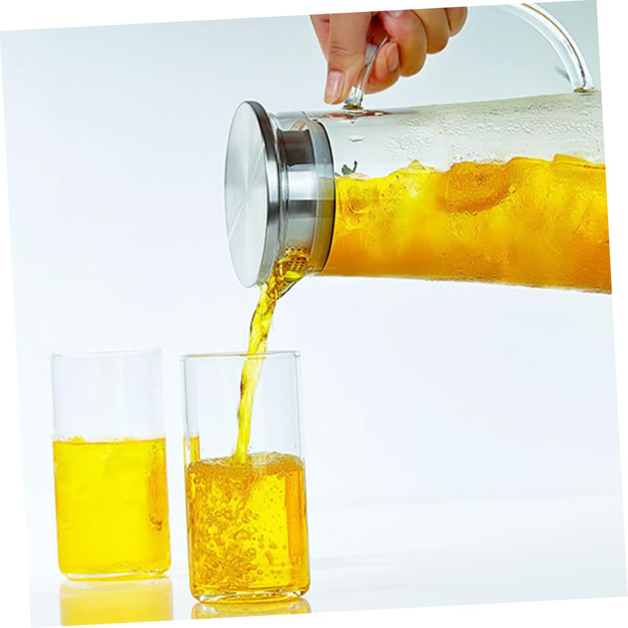 NOLITOY Glaswasserflasche Borosilikatglas 1450 Ml Haushaltsteeflasche Für Küche Wohnzimmer Große Kapazität Bruchsicher