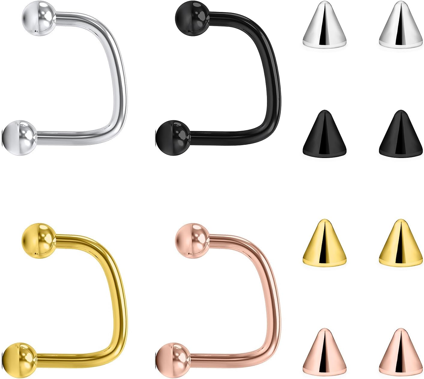 Lcolyoli 16G Labret Jewelry Surgical Steel Lip Rings Hoops C-Shaped Snake Bite Piercing Jewelry Medusa Piercing Jewelry for Women Men
