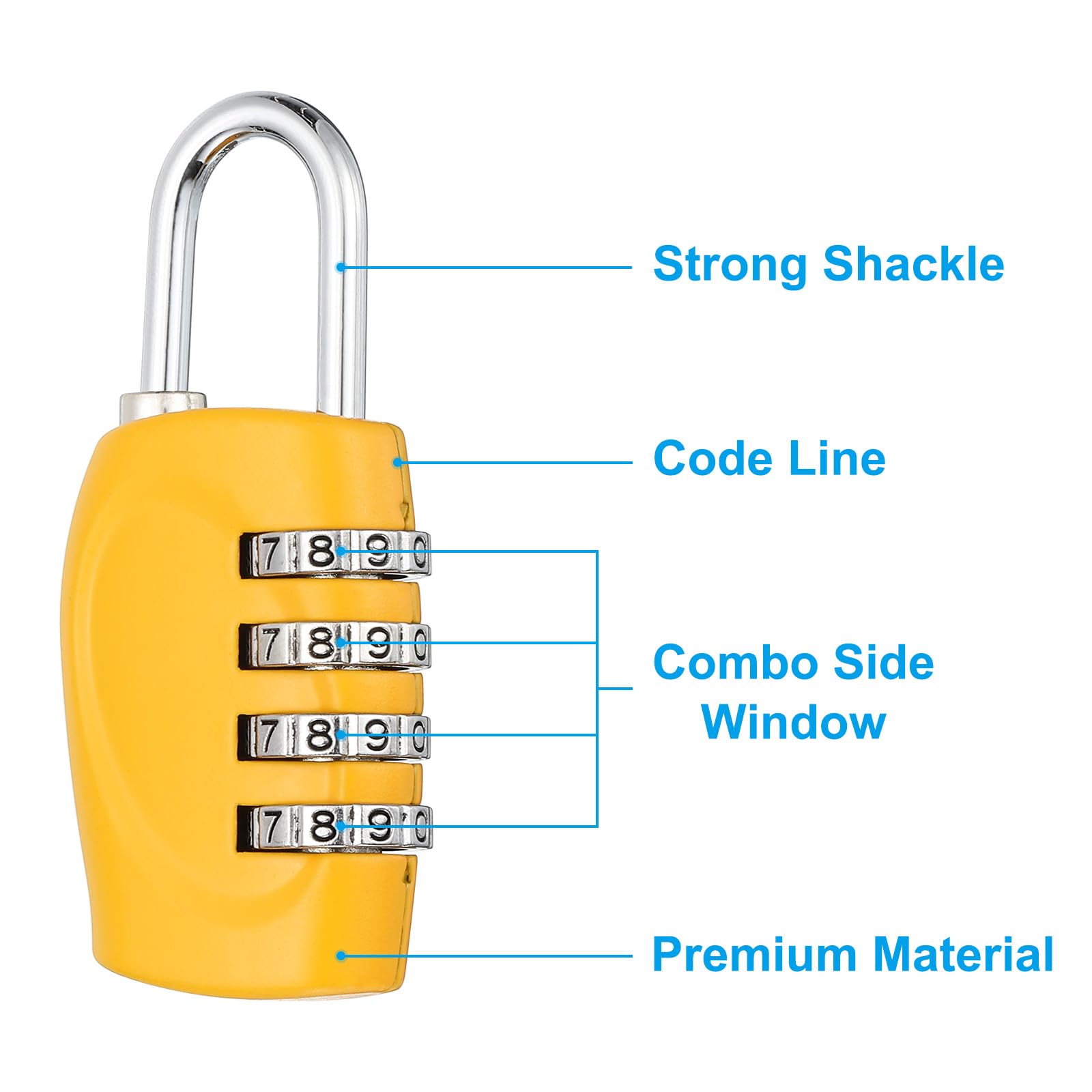 RESET - 4 Digit Combination Padlock With 2.4" Long Shackle Combination Padlock Outdoor Waterproof Padlock For Gym Locker Fence Gate Tool Box Purple - View #7