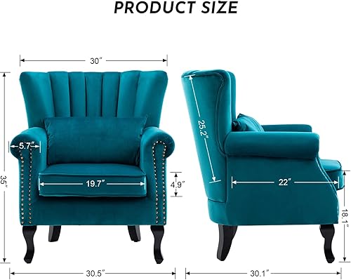 Miniatura 19 de Sillas de lectura Accent Midcentury - Sofá esquinero moderno y cómodo con respaldo copetudo para sala de estar, dormitorio, sala de recepción,
