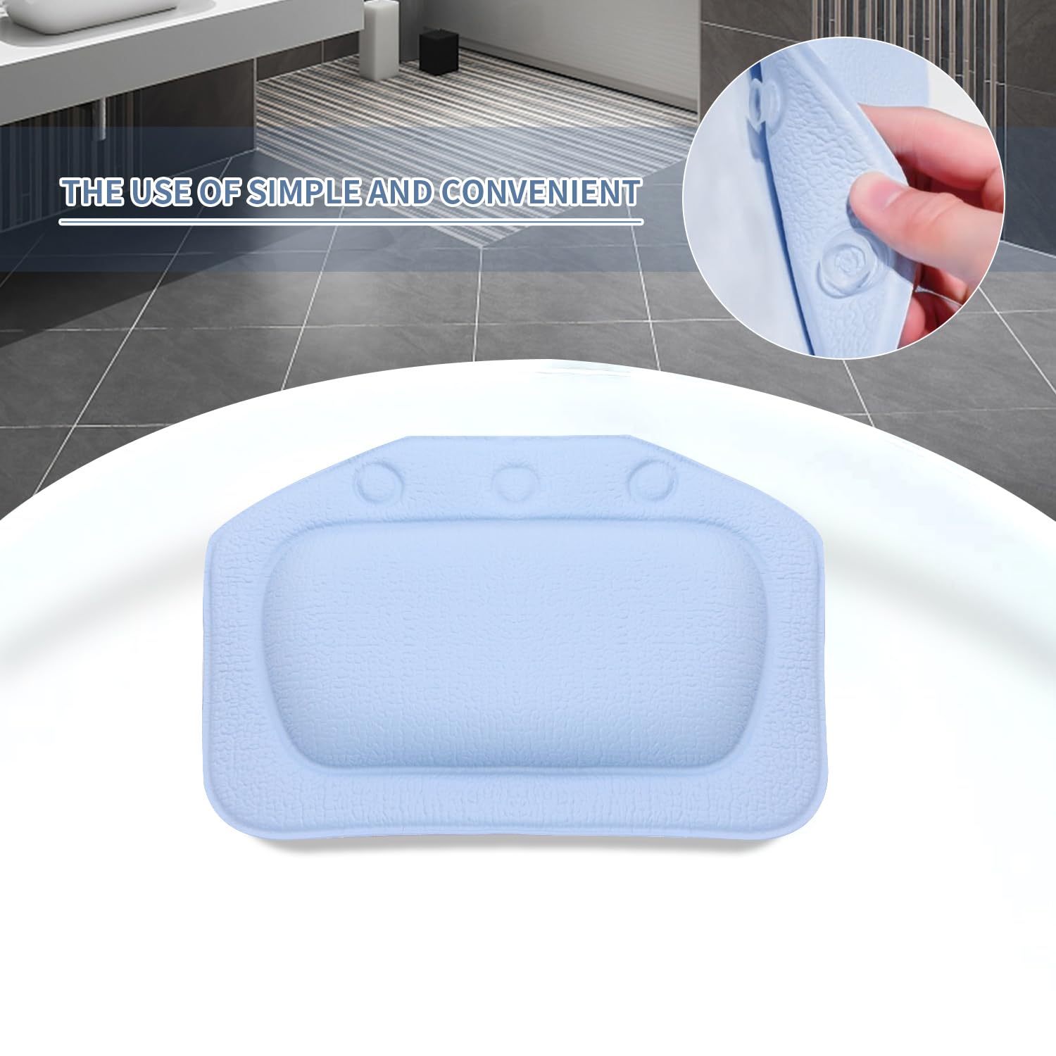 Almohada Bañera Baño Cojín Bañocon - 3 Ventosas Antideslizantes Tecnología 4D Air Mesh Cuello Ergonómica, Waterproof Bath Headrest Bathtub para Todas Las Bañeras, SPA en Casa Bañera de Hidromasaje