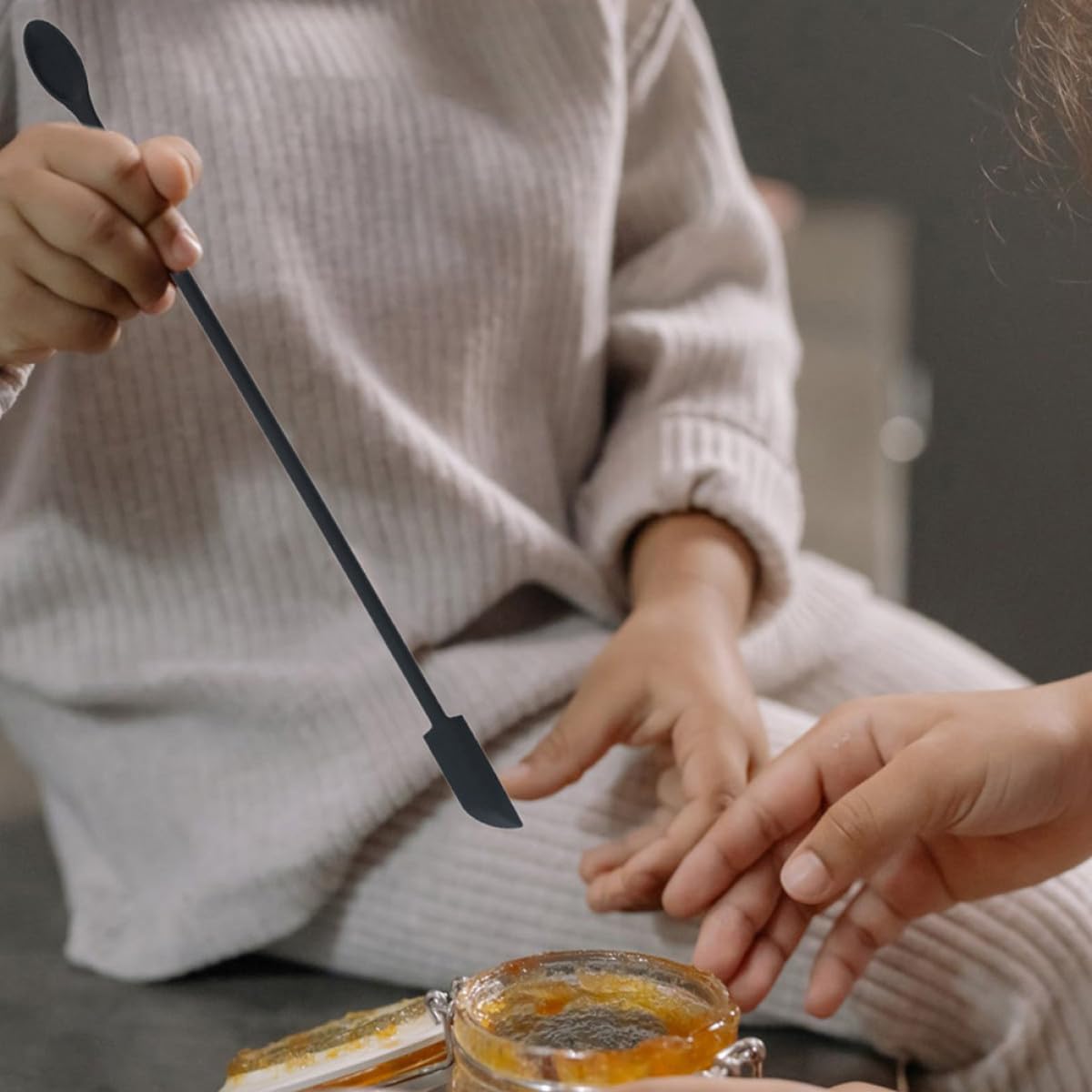 STOBAZA Utensilios de Cocina Prácticos Juego de 9 y Untar Crema Espátulas de Silicona Negras Ligeras para Raspar Mermelada para Hacer Pasteles Suaves