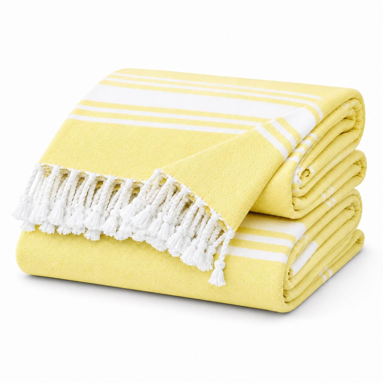 Adore 2 Pack Hammam Beach Towels Striped 170 x 90 cm, Yellow