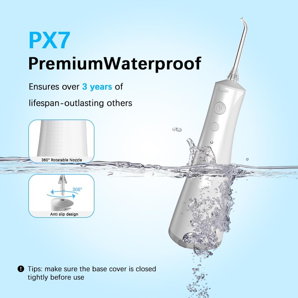 Professional Water Flosser Cordless for Teeth Cleaner Picks, Oral Irrigator for Home Travel, Portable Rechargeable 5Models IPX7 Waterproof Dental Piks with 4 Jet Tips