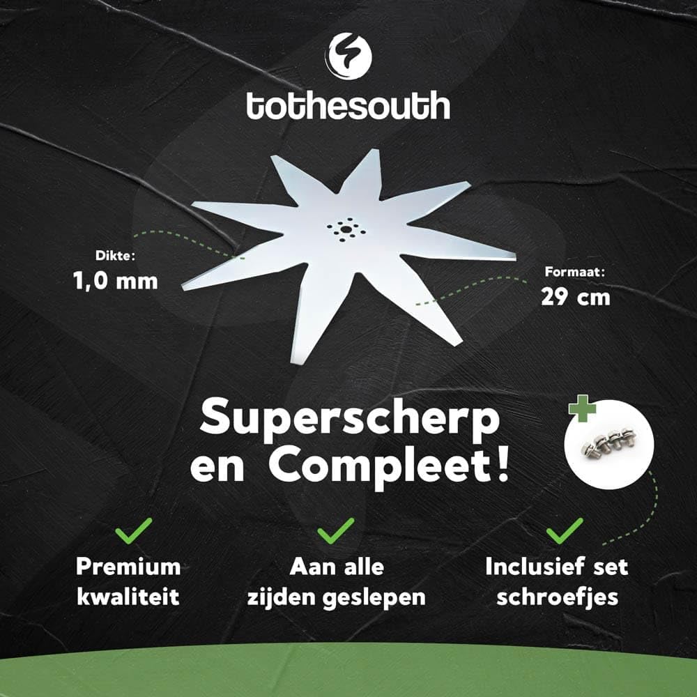 To the South® Cuchillo cortacésped robótico universal adecuado para limpiaparabrisas - 8 dientes (29cm) - 2x