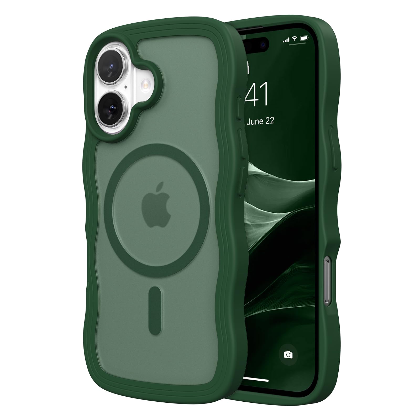 Protection iPhone 16 silicone rigide mat aimanté vert foncé - 8
