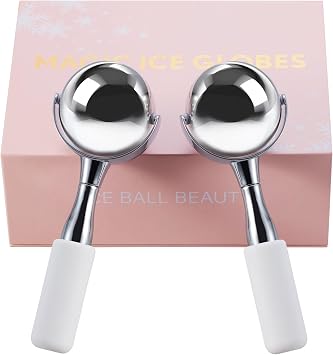 360 Rotating Ice Globes for Face & Eyes,Cryo Sticks Facial Skin Care Tools | Stainless Steel, 360 Smooth Gliding. Instantly Depuffs Eyes, Refreshes. Face Cooling Roller. Perfect for Home Facial.
