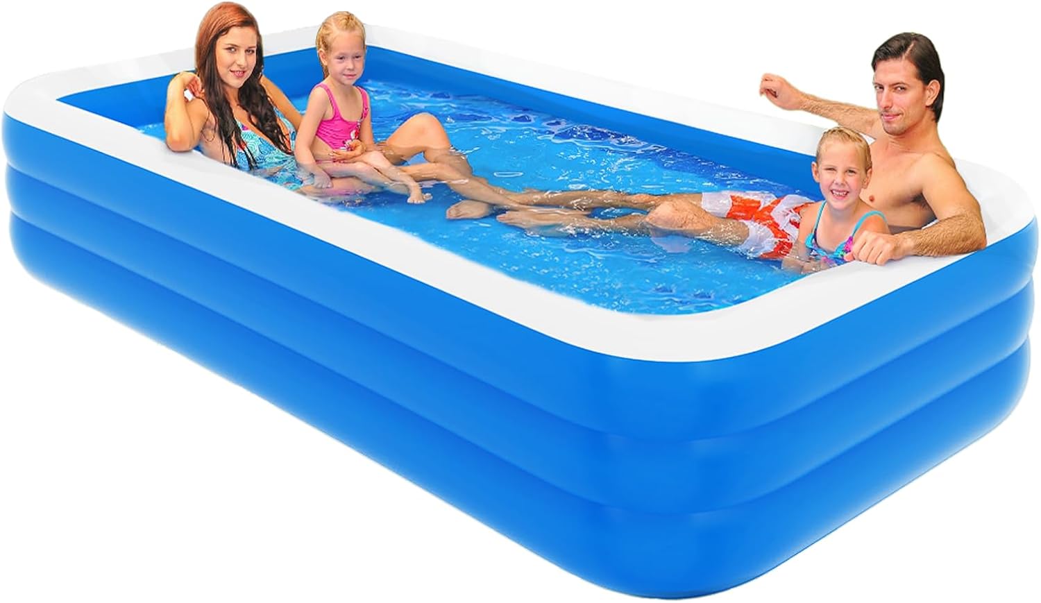 inflatable pool for kids and adults, 120" x 72" x 22" oversized thickened family swimming pool for toddlers, outdoor, garden, backyard, summer water party