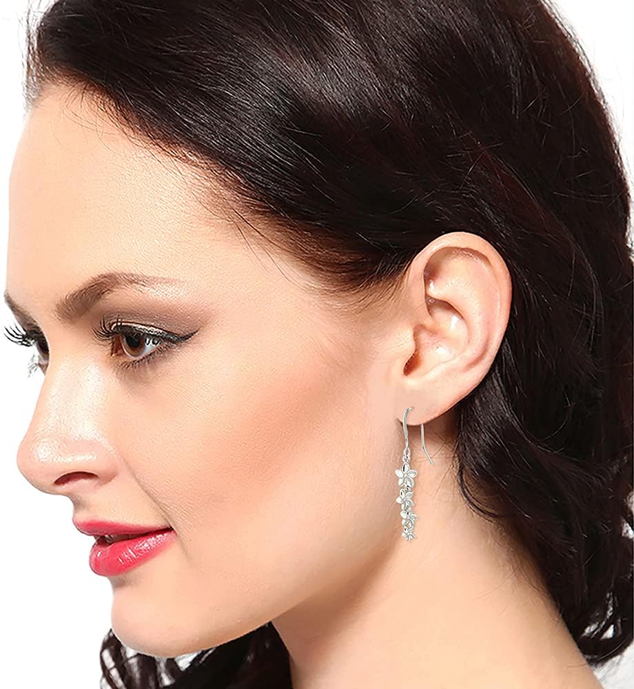 Vanbelle Sterling Silver Jewelry - Rhodium Plated with 925 Stamp - Nature-Theme Graduated Flower Drop Earring - Elegant Handcrafted for Women - Image 6