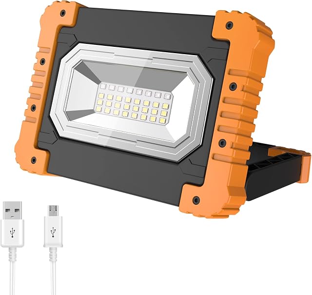 LED Portable LED Work Light, NATPOW USB Rechargeable Flood Lights, 1000 Lumens, 4500mAh Power Bank, Waterproof Camping Light for Car Repairing, Camping, Hiking, Emergency