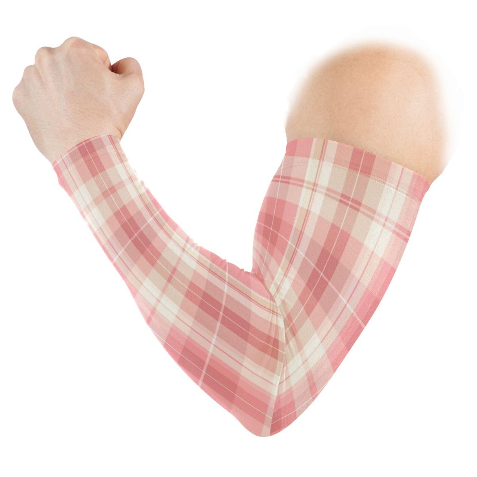 YEGAME Arm Sleeves for Men & Women, Buffalo Plaid 1 Pair Cooling UV Sun Protection Sports Compression Sleeves, UPF 50+ Basketball Tennis Cycling Arm Warmers, Breathable Tattoo Cover Sleeve