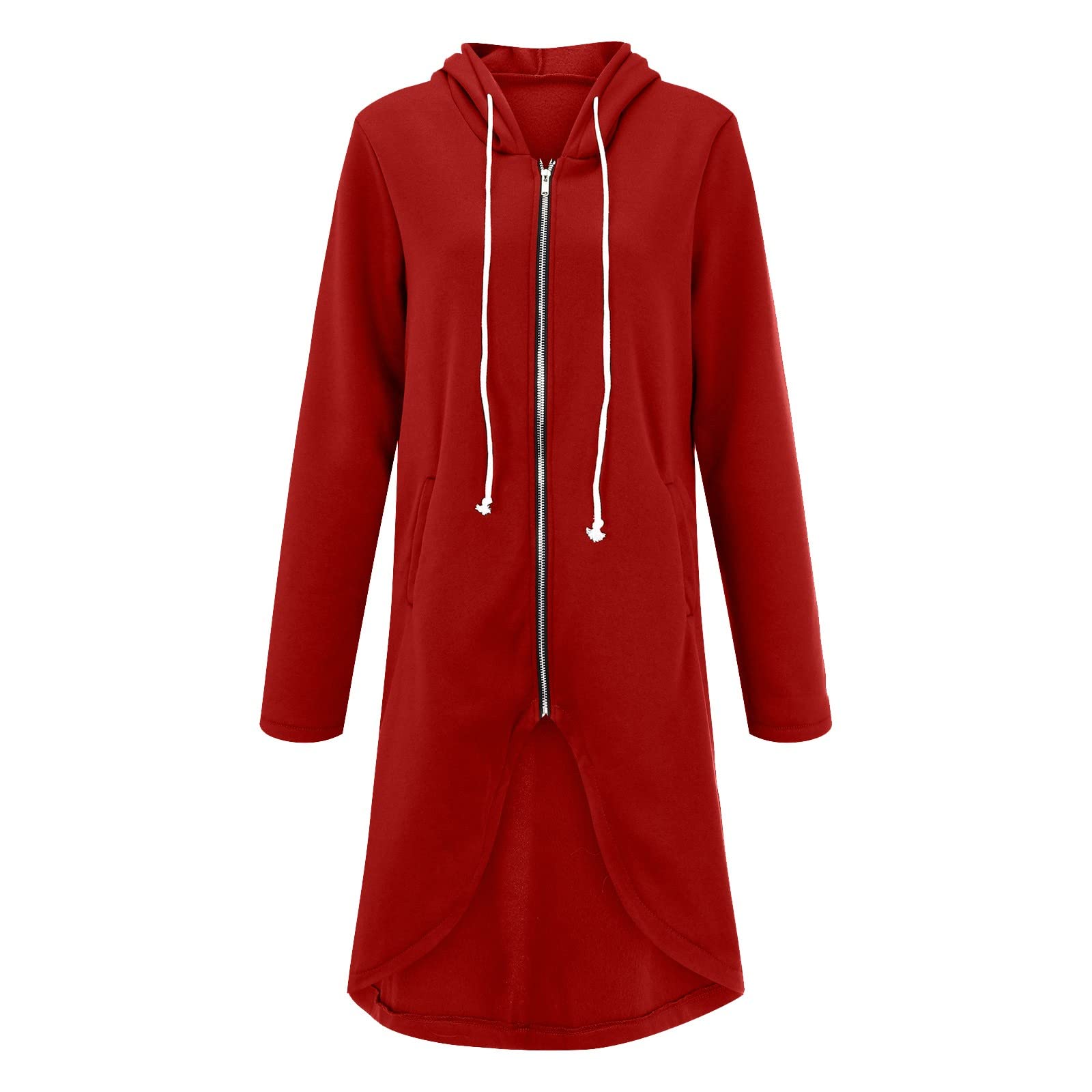 Generico Donna con Zip E Cappuccio Casual - Tunica Donna Manica Lunga | Hoodie Leggera Morbida Top Moda Comodo Felpe ta Tinta Unita Abbigliamento Invernale Outdoor da Lavoro