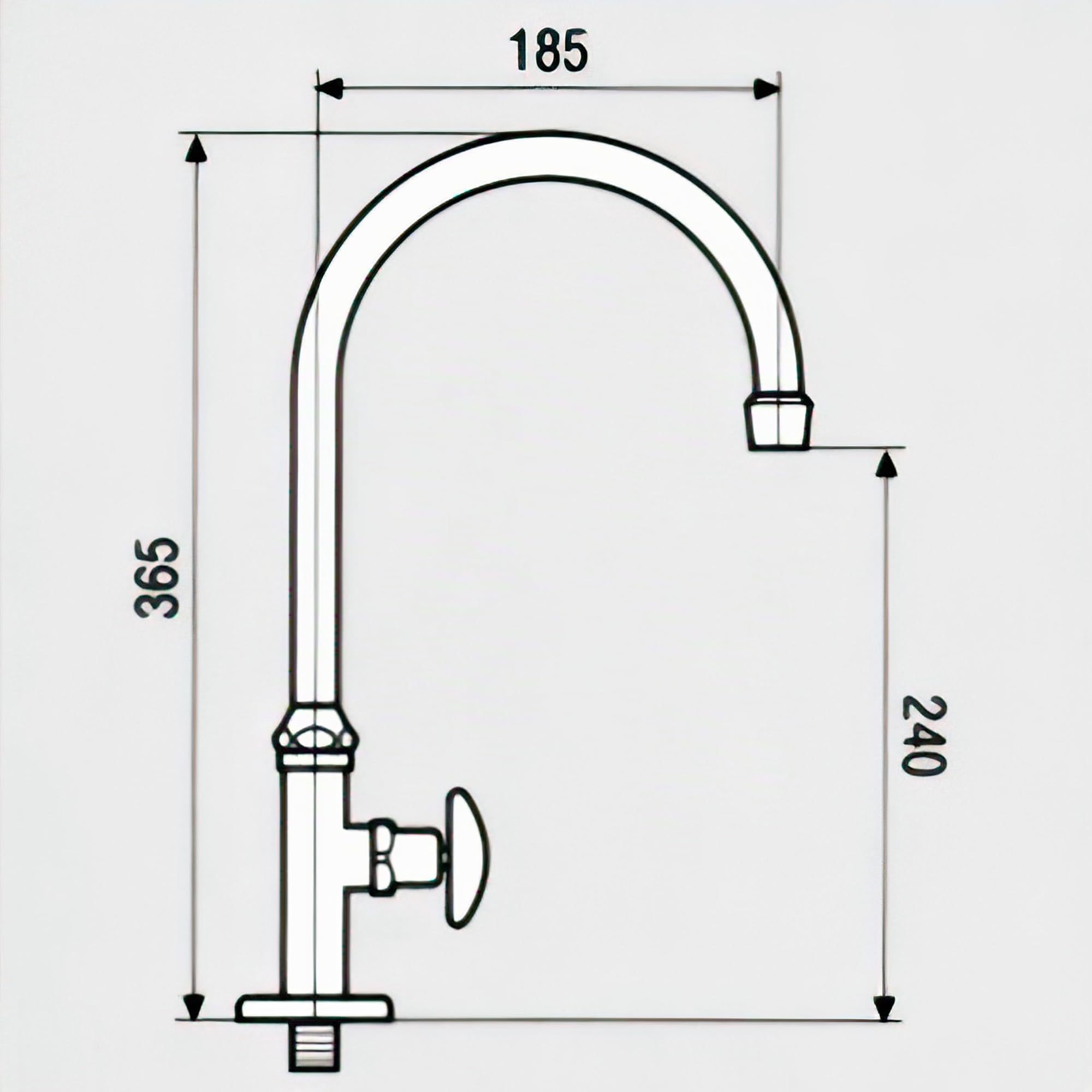 L'ARTISTICA F.LLI PERINCIOLI | Rubinetto Monoforo Bocca Alta Girevole | A colonna, a tubo, in ottone monoforo con canna alta per interno ed esterno, 365x185mm