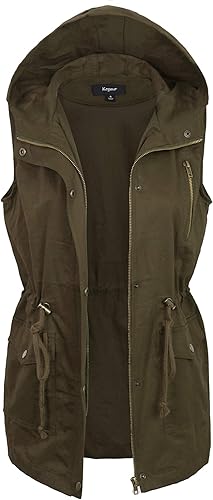 Miniatura 2 de KOGMO Chaleco militar Anorak con capucha para mujer, con cremallera, talla de EE. UU. (S-XL)