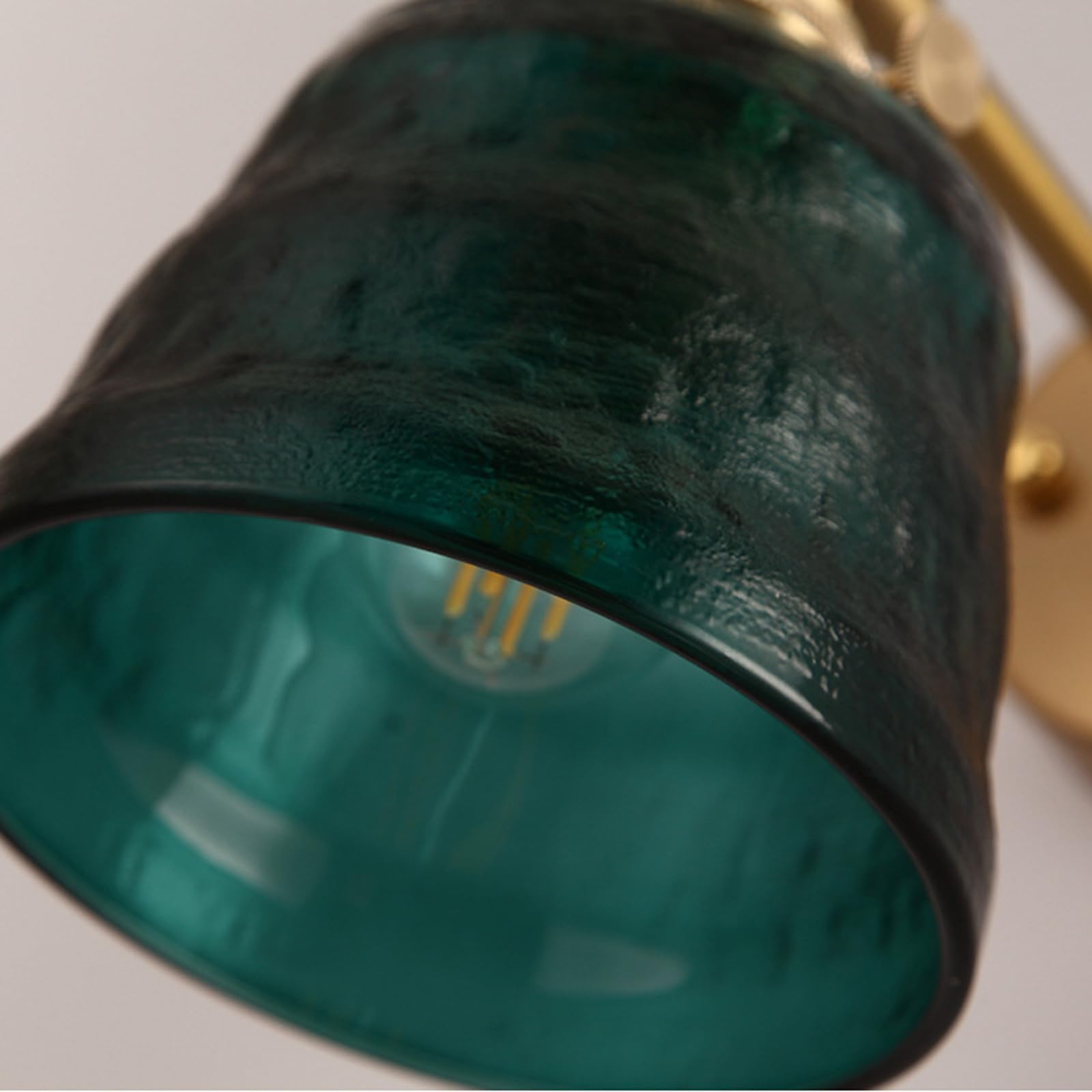 Chrasy Aplique Vintage Cristal Verde Casquillo Latón Interruptor On/Off E27