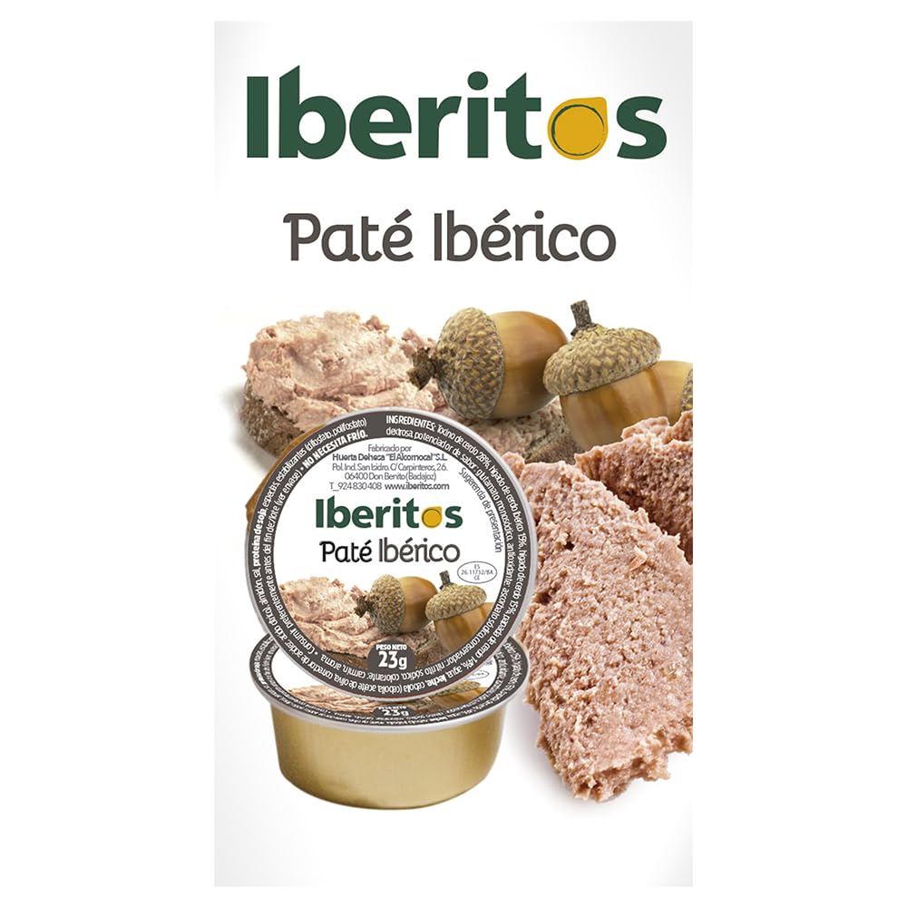 Iberitos - Paté Ibérico - Ideal para Untar Tostadas, Bocadillos, Cocinar - Ingredientes Selectos - Sin Gluten - Producto Fabricado en España - 10 Cajas de 5 Monodosis x 23 Gramos