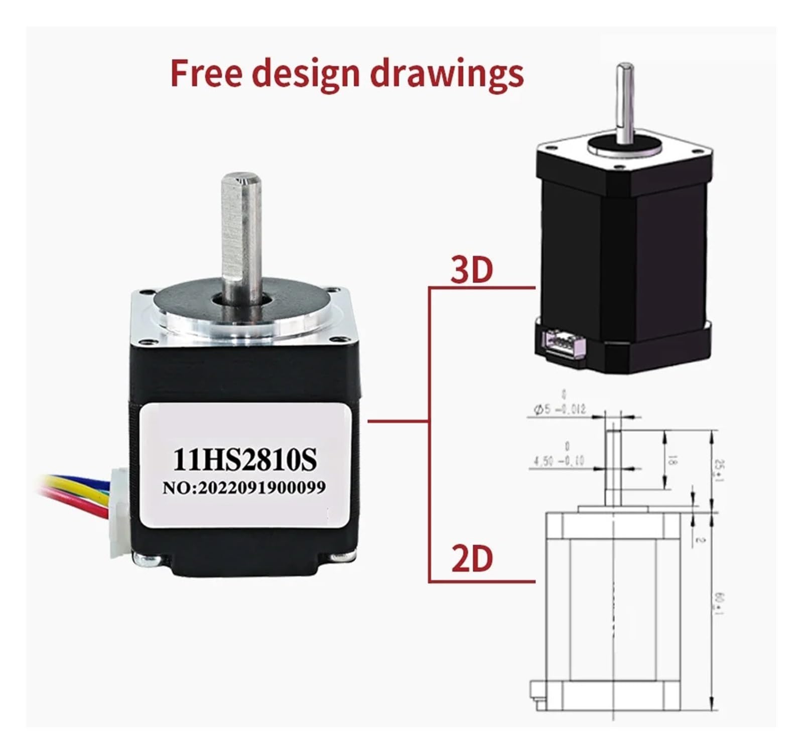 Motor paso a paso Motor Paso a Paso Miniatura NEMA11 11HS2810 0.08N. M 0.8A
