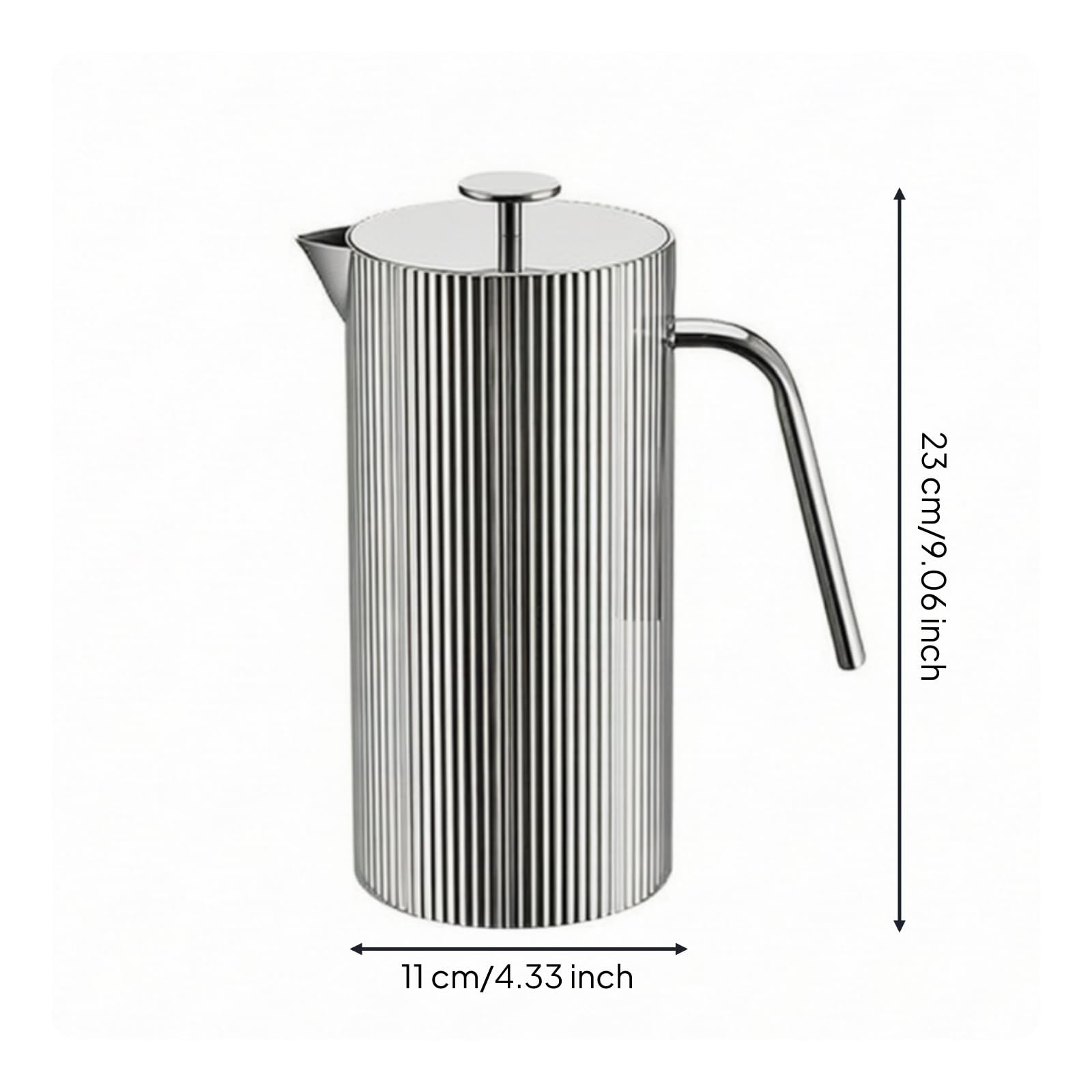 perfk Jarra de Acero Inoxidable Jarra Jarrón Jarra de Agua Fría Fabricada en Acero 304 con Acabado Espejo Resistente a la Corrosión Puntiaguda y Mango