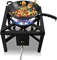 Vista 3 de Jet Burner 23 Tips Outdoor Propane Gas Cooker with 0-10 PSI Adjustable Regulator and Steel Braided Hose SA1723