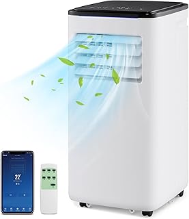 TANGZON 5-in-1 Portable Air Conditioner 9000/12000BTU, WIFI Smart App Compatible, Heater, Dehumidifier, 2/3 Speeds Fan with Sleep Mode, Remote Control, 24H Timer & Digital Display (9000BTU, 2 Speeds)