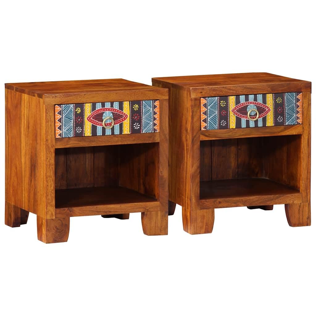 Table de chevet en bois d'acacia massif d'une élégance rare pour chambre raffinée