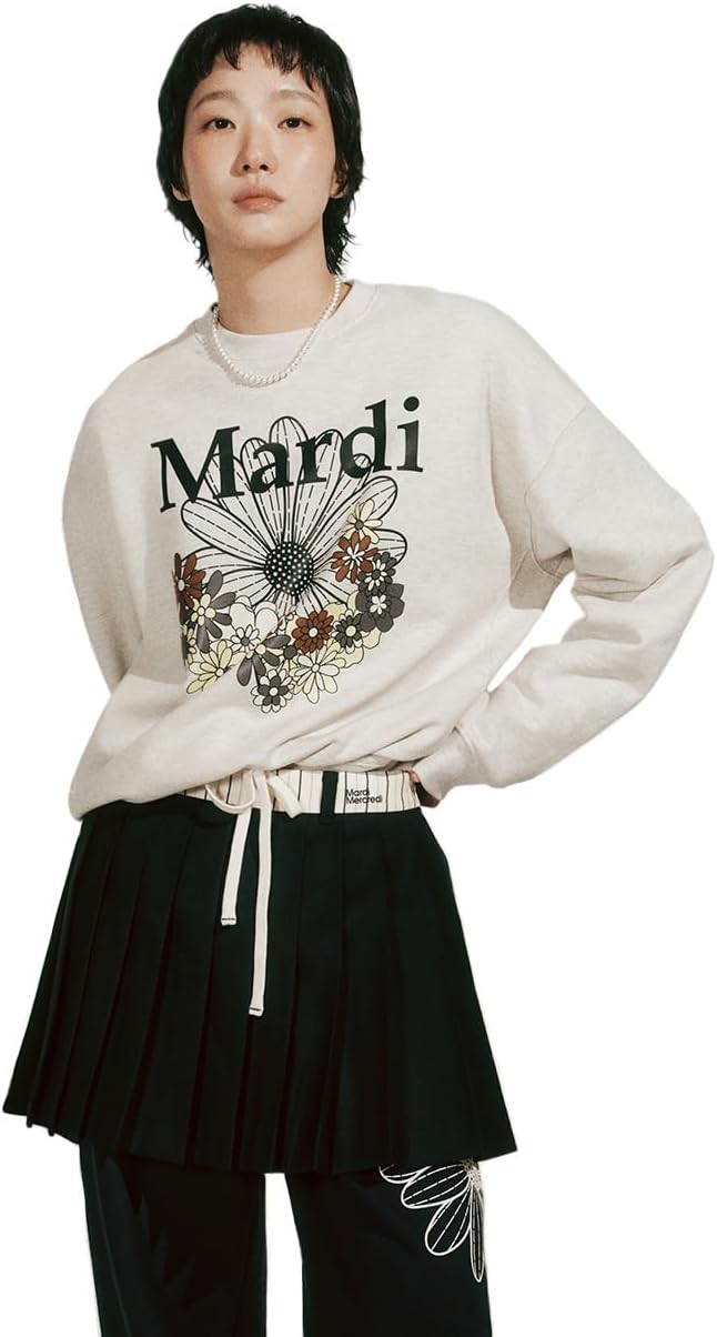 mardi mercredi Women's FlowerMardi Jardin Sweatshirt - 100% Cotton Relaxed Fit Pullover