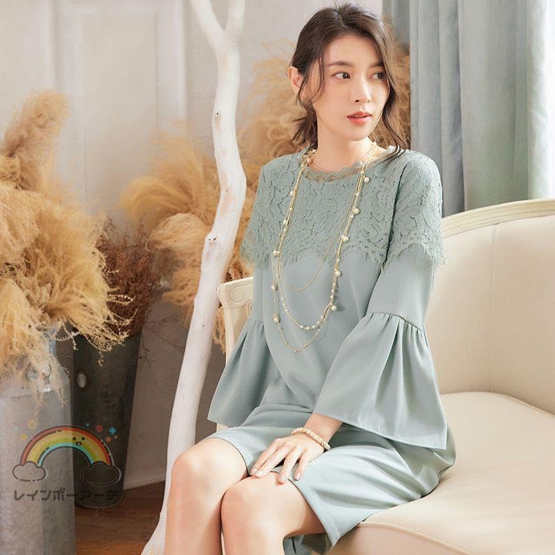 スーツワンピース 代 レディース 入園式 ママ パーティードレス 結婚式 ドレス お呼ばれ大きいサイズ 代 代 春 夏 (ベージュ,