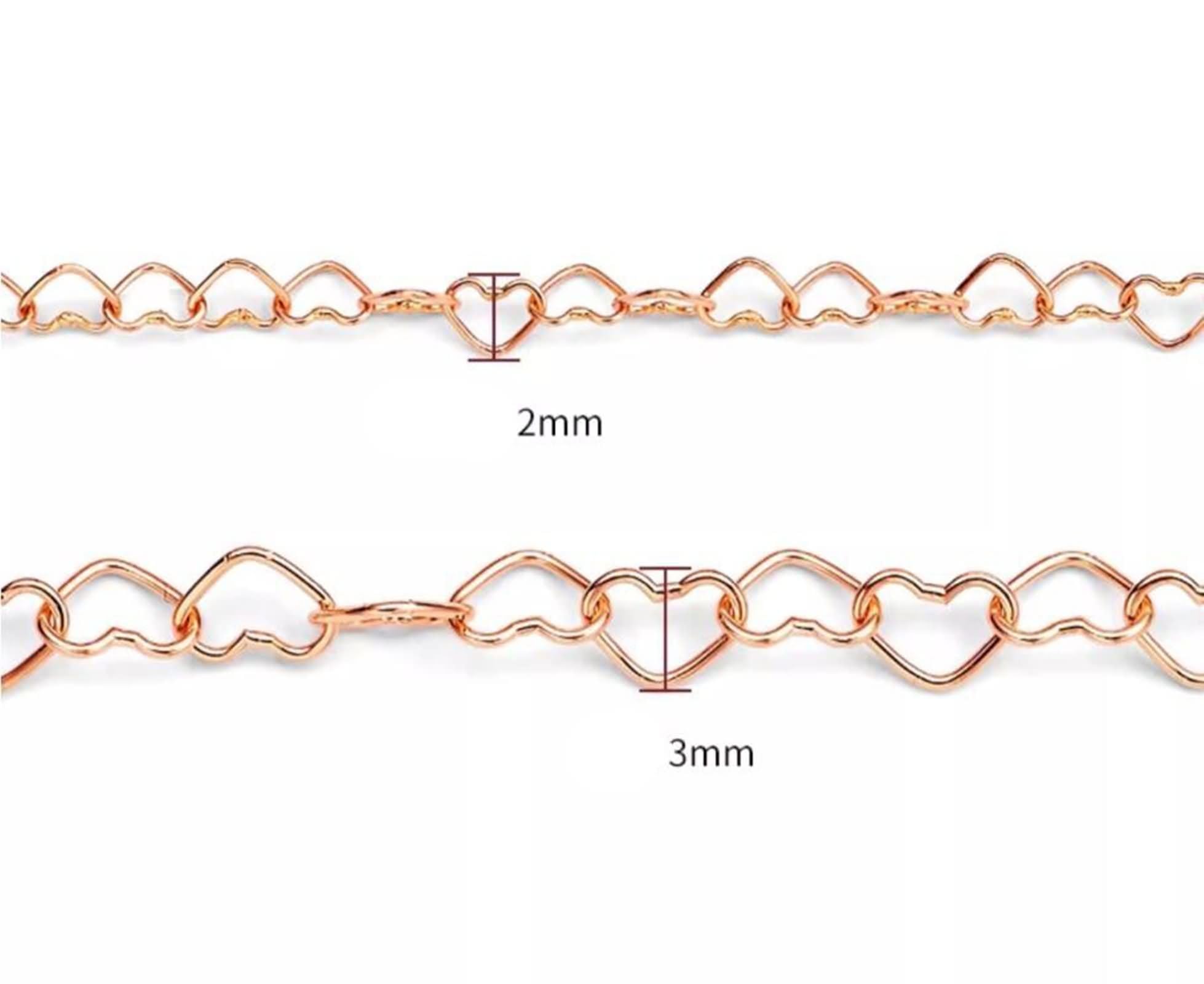 Bracciale Oro Rosa Donna 9 Carati / 14 Carati / 18 Carati, Cuore Cavo, Lunghezza 16 CM, Braccialetto Catena Donna Oro Rosa