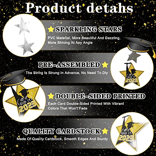 Zayvor 15 Pack Graduation Garland Class Of 2023 Graduation Decoration Congrats Grad Garland Congratulations Banner Hanging Swirls For Graduation Party Supplies College Grad Decor Black Gold #TOP3