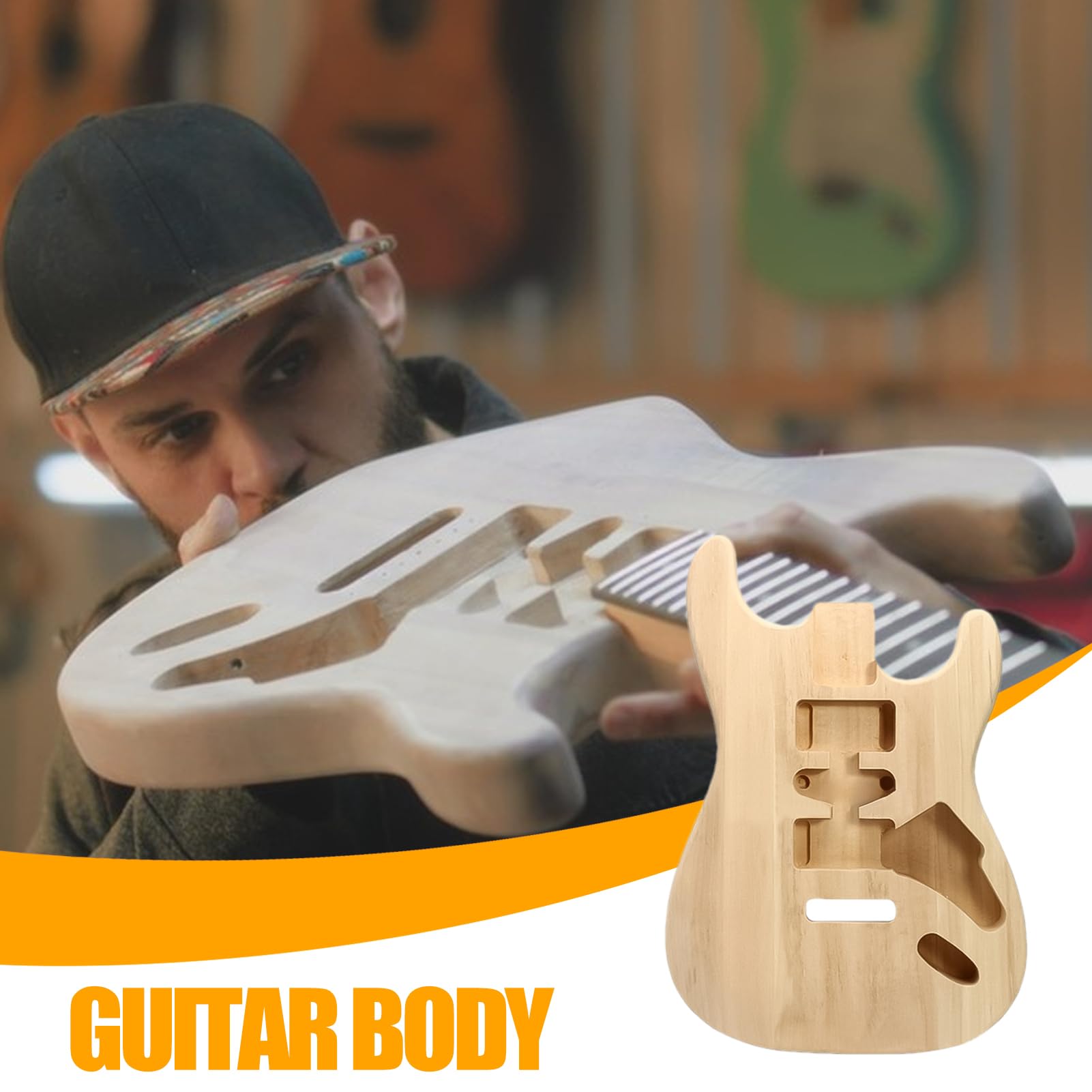 Corpo Per Chitarra A Barile Strumento Musicale per la Costruzione Manuale | Parte Grezza Non Finita Per Laboratorio Studio Aula Principianti Professionisti Musicisti Hobbisti