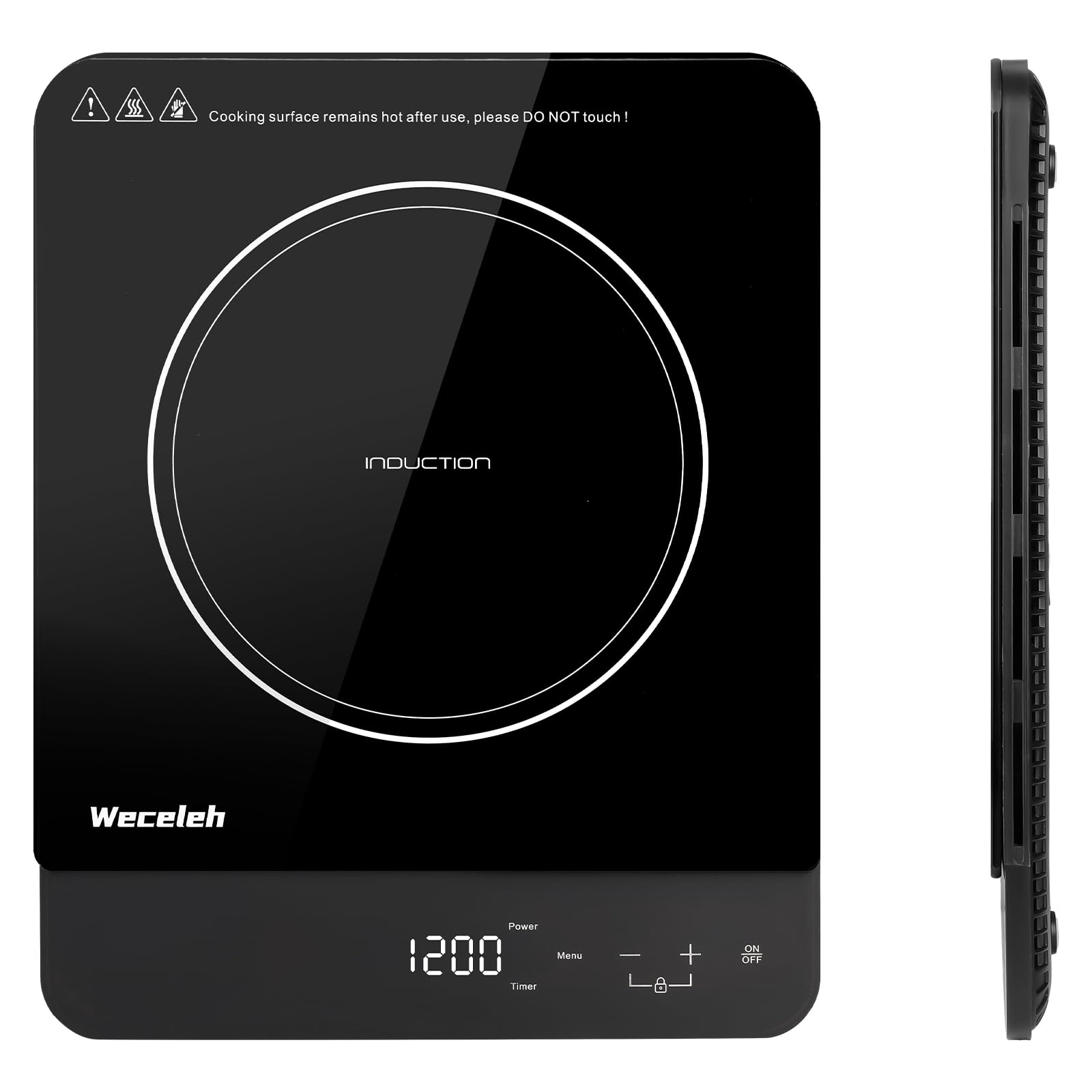 Portable 1200W Induction Cooktop 0.94 inch Ultra Thin Countertop Burner Only 4.3 Lb,Sensor Touch Child Safety Lock 3h Timer 11 Power Levels,Good For Outdoor Garden RV Kitchen Apartment